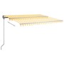 Toldo de pie retráctil manual amarillo y blanco 450x300 cm de , Toldos - Ref: Foro24-3069758, Precio: 482,78 €, Descuento: %