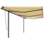 Toldo retráctil manual con postes amarillo y blanco 6x3 m de , Toldos - Ref: Foro24-3070198, Precio: 561,02 €, Descuento: %