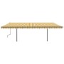 Toldo retráctil manual con postes amarillo y blanco 6x3 m de , Toldos - Ref: Foro24-3070198, Precio: 561,02 €, Descuento: %