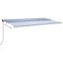 Toldo retráctil manual con postes azul y blanco 6x3,5 m de , Toldos - Ref: Foro24-3070276, Precio: 683,43 €, Descuento: %