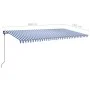 Toldo retráctil manual con postes azul y blanco 6x3,5 m de , Toldos - Ref: Foro24-3070276, Precio: 683,43 €, Descuento: %