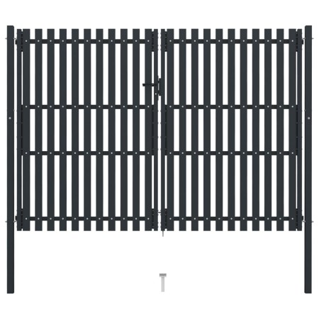 Cancela doble de valla de acero gris antracita 306x250 cm de , Puertas de jardín - Ref: Foro24-146355, Precio: 667,23 €, Desc...