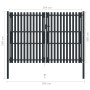 Cancela doble de valla de acero gris antracita 306x250 cm de , Puertas de jardín - Ref: Foro24-146355, Precio: 667,23 €, Desc...