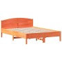 Estructura cama con cabecero madera pino marrón cera 120x200 cm de , Camas y somieres - Ref: Foro24-842601, Precio: 129,39 €,...