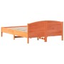 Estructura cama con cabecero madera pino marrón cera 120x200 cm de , Camas y somieres - Ref: Foro24-842601, Precio: 129,39 €,...