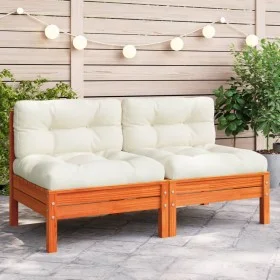 Sofá de esquina de jardín y cojines madera pino marrón cera by , Modular outdoor sofas - Ref: Foro24-838158, Price: 94,69 €, ...