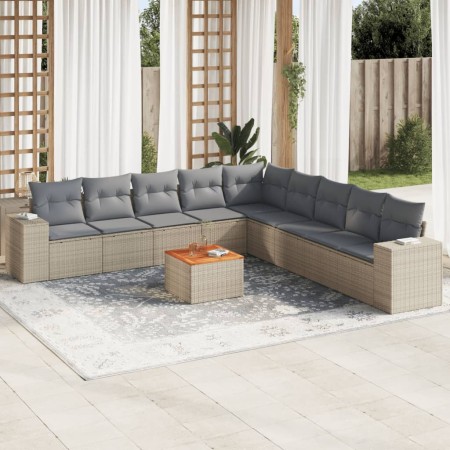 Juego de sofás jardín con cojines beige 10 pzas ratán sintético de , Conjuntos de jardín - Ref: Foro24-3225492, Precio: 588,6...