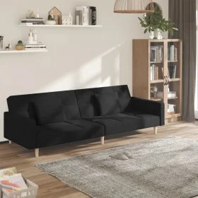 Sofá cama de 2 plazas con dos almohadas tela negro de , Sofás - Ref: Foro24-375801, Precio: 280,16 €, Descuento: %