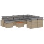 Set de sofás de jardín 11pzas con cojines ratán sintético beige de , Sofás modulares de exterior - Ref: Foro24-3224414, Preci...