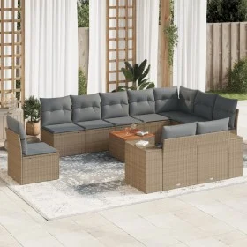 Gartensofa-Set 11-teilig mit beigen Polstern aus synthetischem Rattan von , Gartensets - Ref: Foro24-3225499, Preis: 674,10 €...