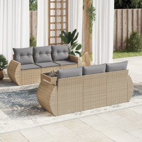 Set sofás de jardín 7 piezas y cojines ratán sintético beige de , Conjuntos de jardín - Ref: Foro24-3253446, Precio: 519,48 €...