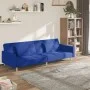 Sofá cama de 2 plazas con dos almohadas tela azul de , Sofás - Ref: Foro24-375803, Precio: 274,40 €, Descuento: %