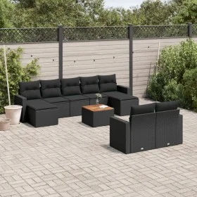 Gartensofa-Set, 10-teilig, mit schwarzen Kissen und synthetischem Rattan. von , Modulare Sofas für den Außenbereich - Ref: Fo...