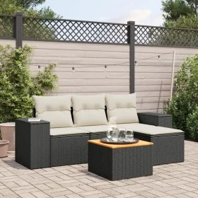 Set de muebles de jardín 5 pzas y cojines ratán sintético negro de , Conjuntos de jardín - Ref: Foro24-3225412, Precio: 297,9...
