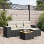Set de muebles de jardín 5 pzas y cojines ratán sintético negro de , Conjuntos de jardín - Ref: Foro24-3225412, Precio: 272,5...