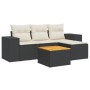 Set de muebles de jardín 5 pzas y cojines ratán sintético negro de , Conjuntos de jardín - Ref: Foro24-3225412, Precio: 272,5...