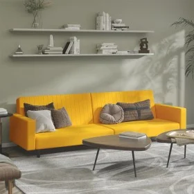 Sofá cama de 2 plazas terciopelo amarillo de , Sofás - Ref: Foro24-375944, Precio: 259,35 €, Descuento: %