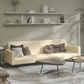 Sofá cama de 2 plazas terciopelo color crema de , Sofás - Ref: Foro24-375946, Precio: 260,54 €, Descuento: %
