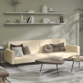 Sofá cama de 2 plazas terciopelo color crema de , Sofás - Ref: Foro24-375946, Precio: 265,11 €, Descuento: %