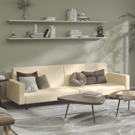 Sofá cama de 2 plazas terciopelo color crema de , Sofás - Ref: Foro24-375946, Precio: 265,11 €, Descuento: %