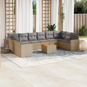 Set de sofás de jardín 11pzas con cojines ratán sintético beige by , Modular outdoor sofas - Ref: Foro24-3224295, Price: 670,...