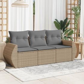 Juego de sofás de jardín con cojines beige 3 pzas ratán PE de , Conjuntos de jardín - Ref: Foro24-3253396, Precio: 236,41 €, ...