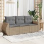 Juego de sofás de jardín con cojines beige 3 pzas ratán PE de , Conjuntos de jardín - Ref: Foro24-3253396, Precio: 236,41 €, ...