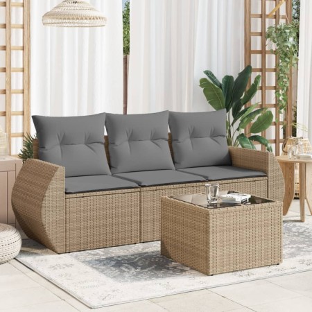Juego de sofás jardín con cojines 4 pzas ratán sintético beige de , Conjuntos de jardín - Ref: Foro24-3253406, Precio: 285,63...
