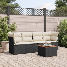Set de muebles de jardín 5 pzas y cojines ratán sintético negro de , Conjuntos de jardín - Ref: Foro24-3223473, Precio: 272,5...