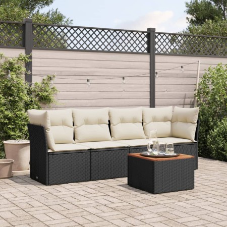 Set de muebles de jardín 5 pzas y cojines ratán sintético negro de , Conjuntos de jardín - Ref: Foro24-3223473, Precio: 272,5...