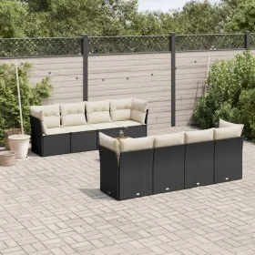 Set de sofás de jardín 8 piezas y cojines ratán sintético negro de , Conjuntos de jardín - Ref: Foro24-3223522, Precio: 518,5...