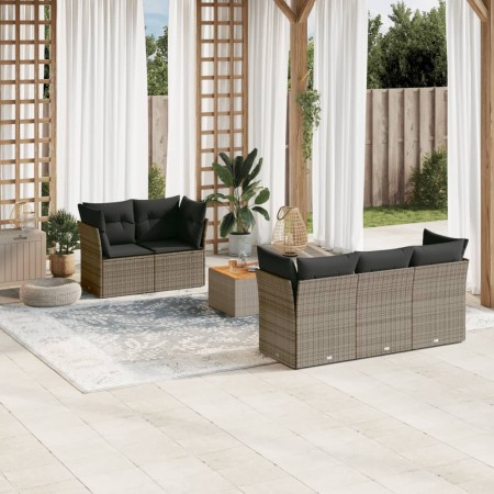 Set de muebles de jardín 6 pzas y cojines ratán sintético gris de , Conjuntos de jardín - Ref: Foro24-3223484, Precio: 354,64...