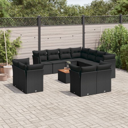 Set de sofás de jardín 12 piezas cojines ratán sintético negro de , Conjuntos de jardín - Ref: Foro24-3223941, Precio: 828,56...