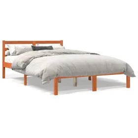Estructura de cama madera maciza pino marrón cera 140x200 cm de , Camas y somieres - Ref: Foro24-844145, Precio: 85,85 €, Des...