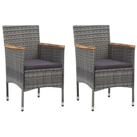 Sillas de comedor de jardín 2 unidades ratán sintético gris de vidaXL, Sillas de jardín - Ref: Foro24-46182, Precio: 139,34 €...