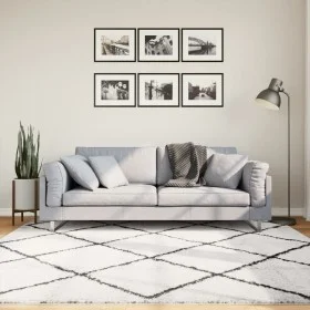 Alfombra de pelo largo moderna crema y negro 200x200 cm de , Alfombras - Ref: Foro24-375370, Precio: 68,55 €, Descuento: %