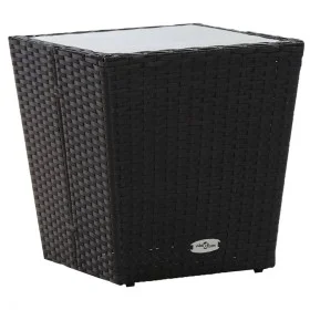 Mesa de centro ratán PE y vidrio templado negro 41,5x41,5x43 cm de vidaXL, Mesas de jardín - Ref: Foro24-46195, Precio: 62,84...