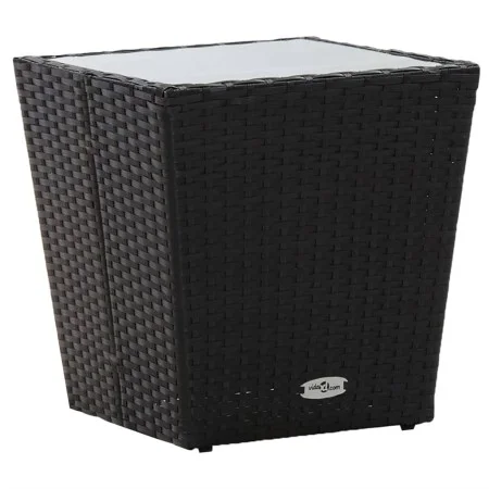 Mesa de centro ratán PE y vidrio templado negro 41,5x41,5x43 cm de vidaXL, Mesas de jardín - Ref: Foro24-46195, Precio: 62,84...