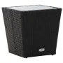 Mesa de centro ratán PE y vidrio templado negro 41,5x41,5x43 cm de vidaXL, Mesas de jardín - Ref: Foro24-46195, Precio: 62,84...