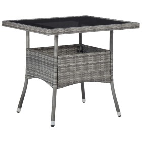 Mesa de comedor para jardín ratán sintético y vidrio gris de vidaXL, Mesas de jardín - Ref: Foro24-46178, Precio: 121,46 €, D...