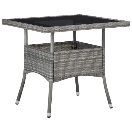 Garten-Esstisch aus synthetischem Rattan und grauem Glas von vidaXL, Gartentische - Ref: Foro24-46178, Preis: 134,66 €, Rabat...