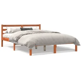 Estructura de cama madera maciza pino marrón cera 120x190 cm de , Camas y somieres - Ref: Foro24-844139, Precio: 87,51 €, Des...
