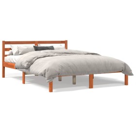 Estructura de cama madera maciza pino marrón cera 120x190 cm de , Camas y somieres - Ref: Foro24-844139, Precio: 88,79 €, Des...