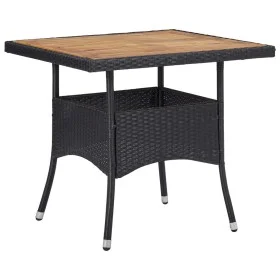 Mesa comedor para jardín ratán sintético madera de acacia negro de vidaXL, Mesas de jardín - Ref: Foro24-46171, Precio: 127,7...
