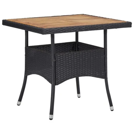 Mesa comedor para jardín ratán sintético madera de acacia negro de vidaXL, Mesas de jardín - Ref: Foro24-46171, Precio: 127,7...