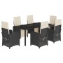 Set de comedor de jardín 7 pzas y cojines ratán sintético negro de , Conjuntos de jardín - Ref: Foro24-3212454, Precio: 979,1...