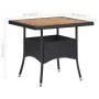 Mesa comedor para jardín ratán sintético madera de acacia negro de vidaXL, Mesas de jardín - Ref: Foro24-46171, Precio: 127,7...