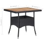 Mesa comedor para jardín ratán sintético madera de acacia negro de vidaXL, Mesas de jardín - Ref: Foro24-46171, Precio: 123,1...