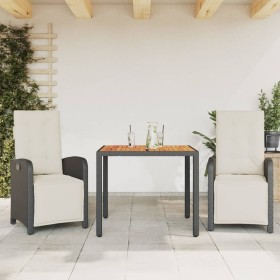 Mesita y sillas con cojines 3 piezas ratán sintético negro de , Conjuntos de jardín - Ref: Foro24-3212468, Precio: 406,51 €, ...