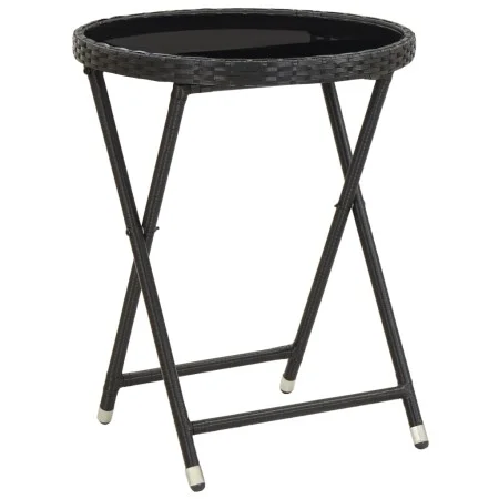 Mesa de centro ratán sintético y vidrio templado negro 60 cm de vidaXL, Mesas de jardín - Ref: Foro24-46203, Precio: 60,67 €,...